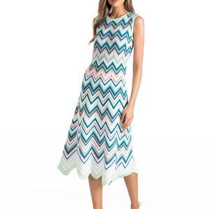 Shoshanna Leia Chevron Stripe Midi Dress